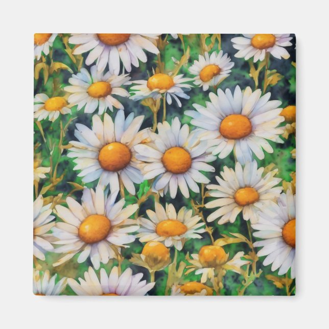 Íman Jardim das Flores de Margarida de Aquarela (Frente)