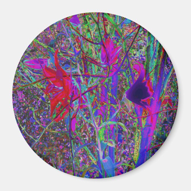 Íman Jardim de Lírios Cores de Arco-Íris Abstrato Psico (Frente)