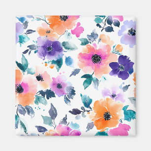 Íman Jardim de primavera vintage em aquarela floral
