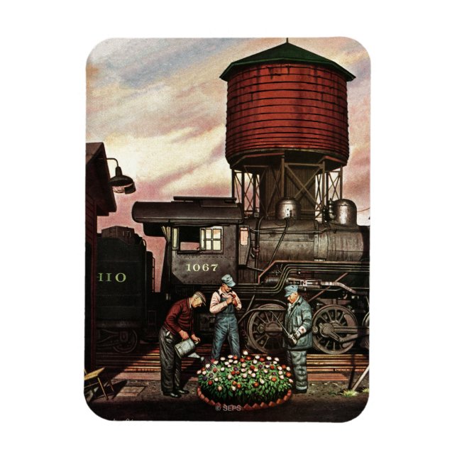 Íman Jardim Flor do Comboio por Stevan Dohanos (Vertical)