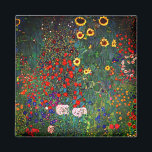 Íman Jardim Flor Gustav Klimt<br><div class="desc">Magnet que apresenta o Jardim de Fazendas de pintura de óleo de Gustav Klimt com girassóis (1907). Um belo jardim de girassóis e belas flores azuis,  vermelhas,  roxas,  rosa e brancas. Um presente de excelente para fãs de Arte Nouveau e de Arte Austríaca.</div>
