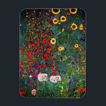 Íman Jardim Flor Gustav Klimt<br><div class="desc">Magnet que apresenta o Jardim de Fazendas de pintura de óleo de Gustav Klimt com girassóis (1907). Um belo jardim de girassóis e belas flores azuis,  vermelhas,  roxas,  rosa e brancas. Um presente de excelente para fãs de Arte Nouveau e de Arte Austríaca.</div>