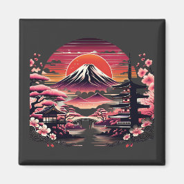Íman Jardim Japonês de Sakura Monte Fuji Flor de Cereje