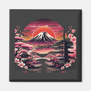 Íman Jardim Japonês de Sakura Monte Fuji Flor de Cereje