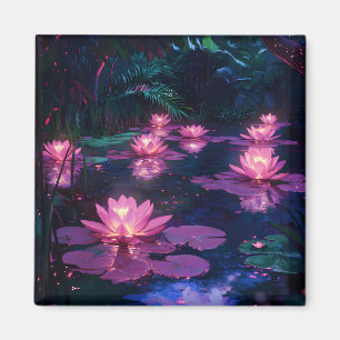 Íman Jardim Zen da Natureza à Meia-Noite com Lírio Rosa