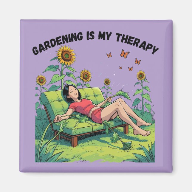 Íman Jardinagem É Minha Terapia ímã - lilás (Frente)