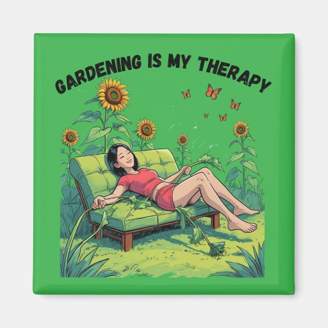 Íman Jardinagem É Minha Terapia ímã - verde (Frente)