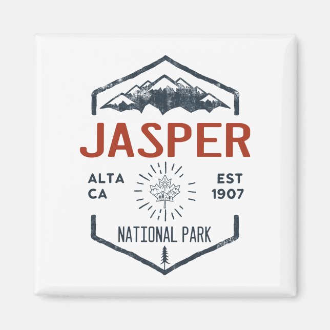 Íman Jasper National Park Canada Vintage aflita (Frente)
