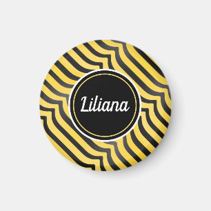 Íman Jazzy Cute Black e Yellow Striped Bumblebee