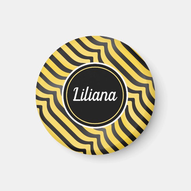 Íman Jazzy Cute Black e Yellow Striped Bumblebee (Frente)