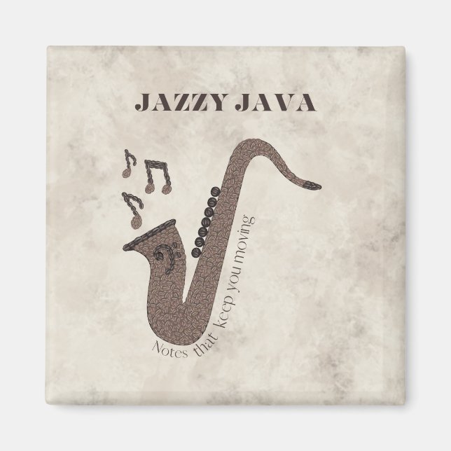 Íman Jazzy Java-Grãos de Café-Saxofone- (Frente)
