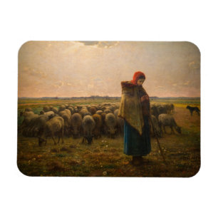 Íman Jean-Francois Millet - Shepherdess e Flock 1863