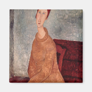 Íman Jeanne Hebuterne em uma ligação em ponte amarela