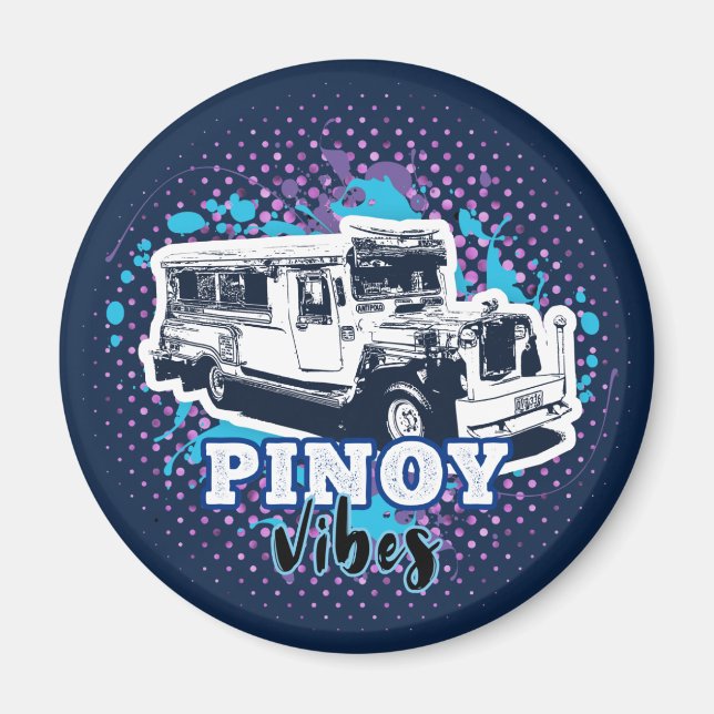 Íman Jeepney Pinoy Vibes Azul Rosa (Frente)