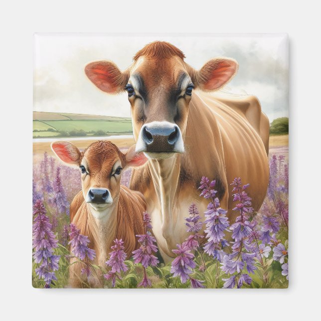 Íman Jersey Cow e Calf Wildflower (Frente)