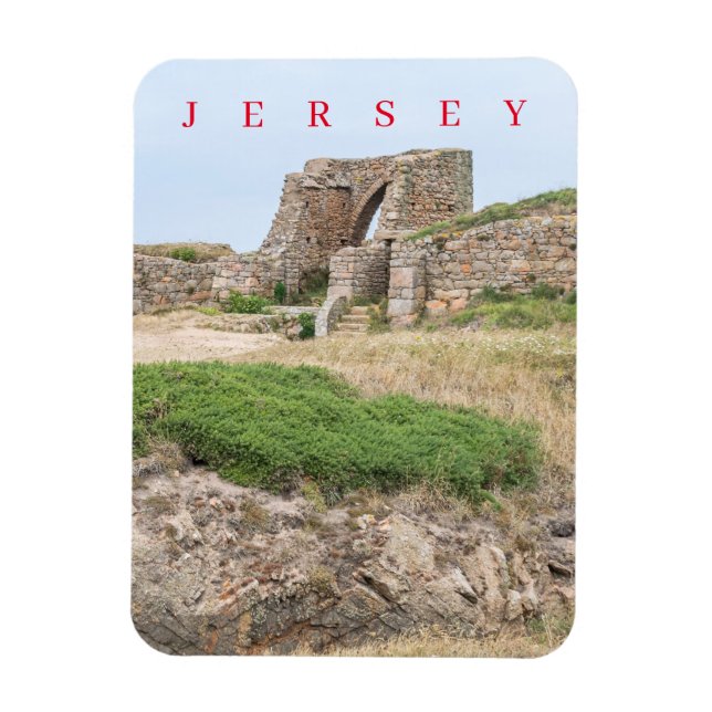 Íman Jersey Grosnez Castle ruins vê imã de geladeira (Vertical)