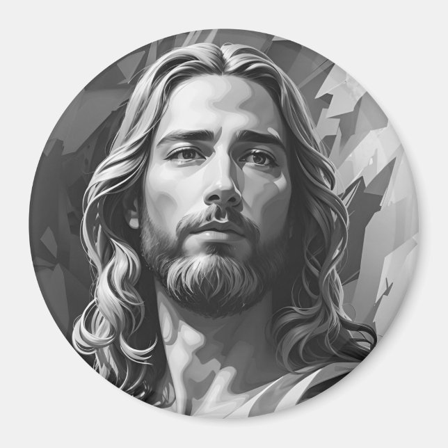 Íman Jesus Black and White Magnet (Frente)