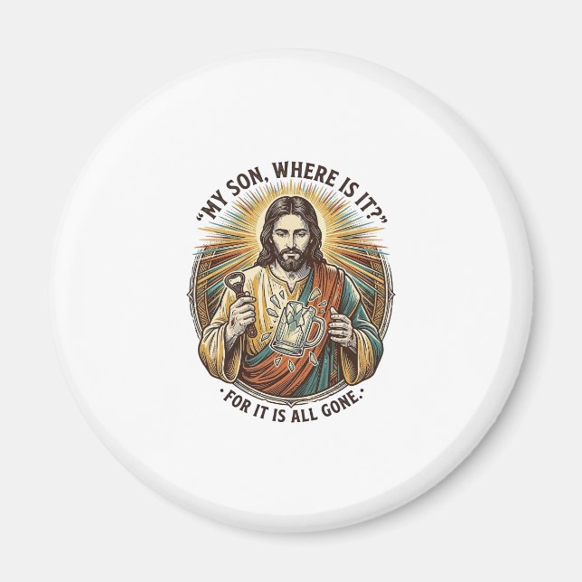 Íman Jesus Caneca De Cerveja Quebrada Vazia Barman Bebe (Frente)