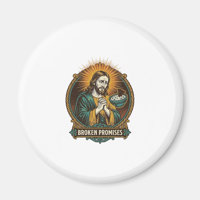 Íman Jesus Chip Quebrado Preso No Prato De Molho Humor  (Frente)