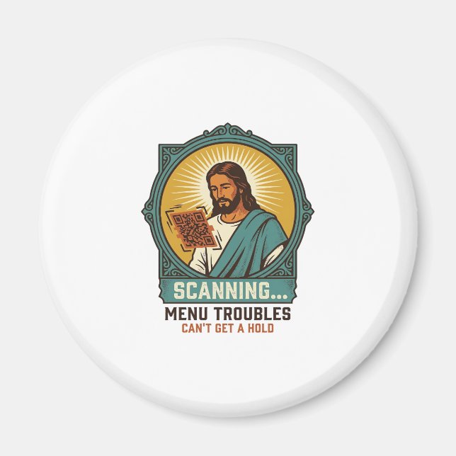 Íman Jesus Código QR Borroso Não Funciona Menu Humor Té (Frente)