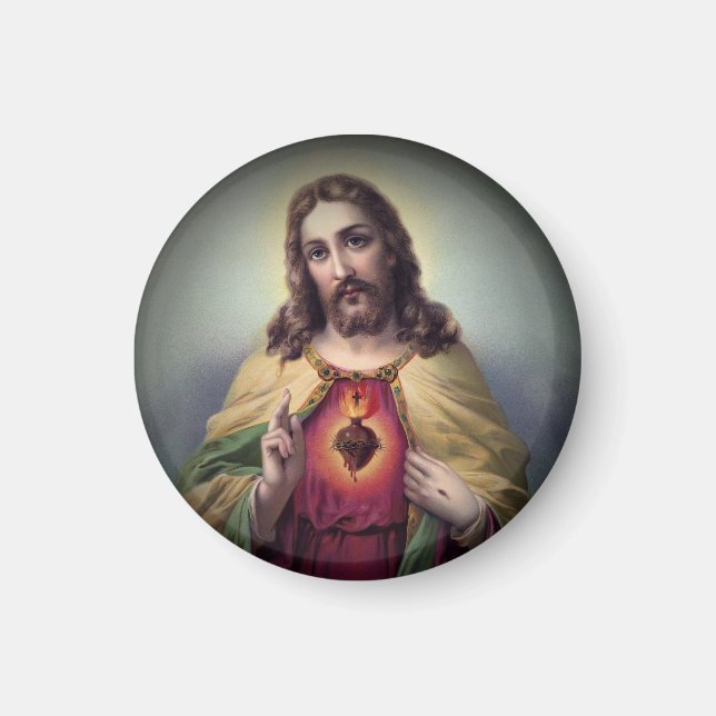 Íman Jesus com Coração Sagrado Brilhante (Frente)