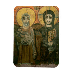 Íman Jesus com ícone cóptico do abade