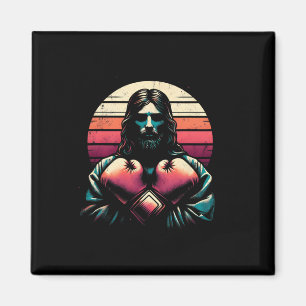 Íman Jesus com luvas de boxim - Religião Cristã Engraça