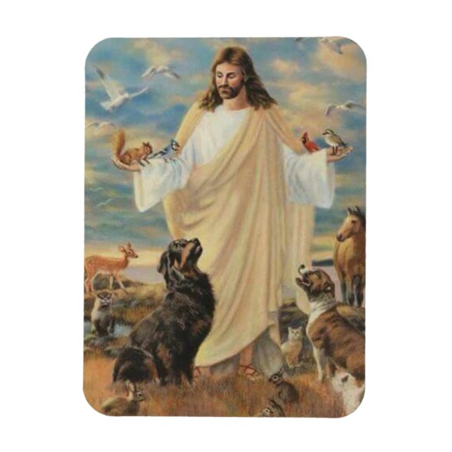 Íman Jesus Com Os Animais (Vertical)