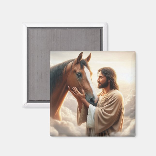 Íman Jesus Confortando um Cavalo no Céu (Front/Back)