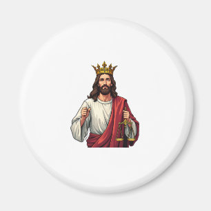Íman Jesus Coroado Justiça Camiseta de Gravura Vintage