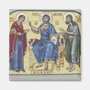 Íman Jesus Cristo Theotokos e João o Ícone Batista