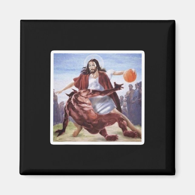 Íman Jesus cruzando o basquete de Satã (Frente)