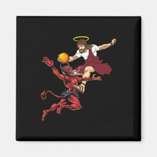 Íman Jesus Cruzando O Jogador De Basquete Do Diabo