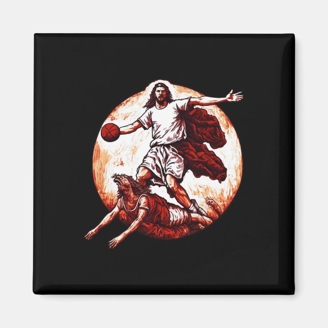 Íman Jesus Divertido Atravessando O Diabo Basketba (Frente)