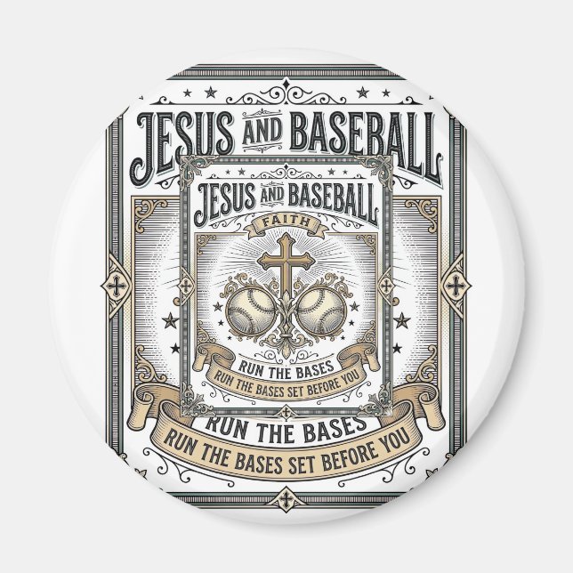 Íman Jesus e Beisebol Cristão Vintage  (Frente)