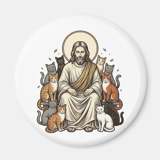 Íman Jesus e Gatos Vintage (Frente)