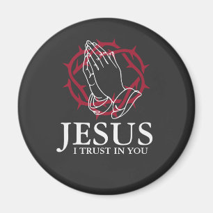 Íman Jesus Eu Confio Em Ti Mãos em Oração Coroa de Espi
