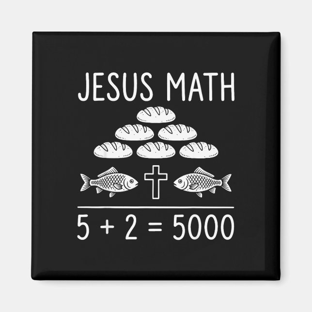 Íman Jesus matemática 2 peixes 5 pães alimenta os 5000  (Frente)