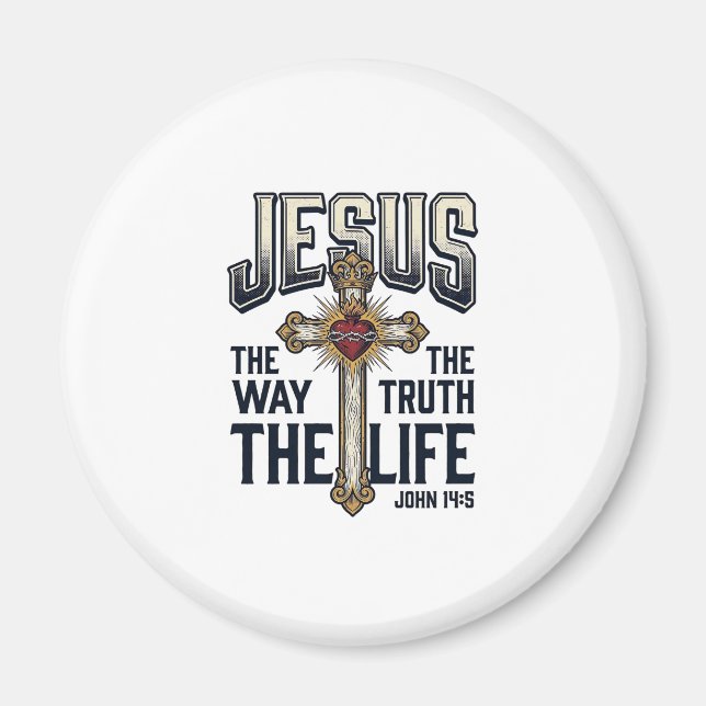 Íman Jesus O Caminho A Verdade A Vida Camiseta Cristã (Frente)