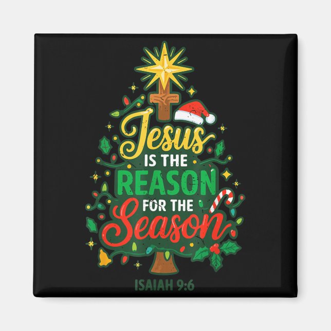 Íman Jesus Reason Season Christian Christmas Family Pjs (Frente)