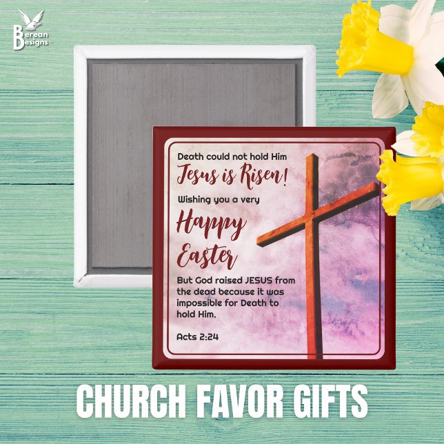 Íman JESUS RESSSUSCITOU Favor de Páscoa Cristão (JESUS IS RISEN Happy Easter magnet, ideal for church favor gifts. Matching gifts available.)