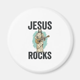 Íman Jesus Rocks Guitar Entalhe Cristão Vintage Des