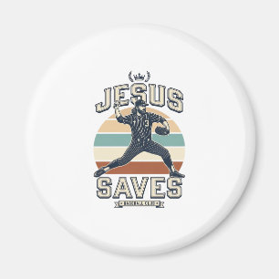 Íman Jesus Salva Beisebol Vetor Desenho Cristão Vintage