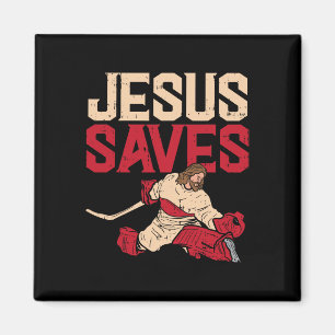 Íman Jesus Salva Goleiro de Hóquei no Gelo Esporte Reli