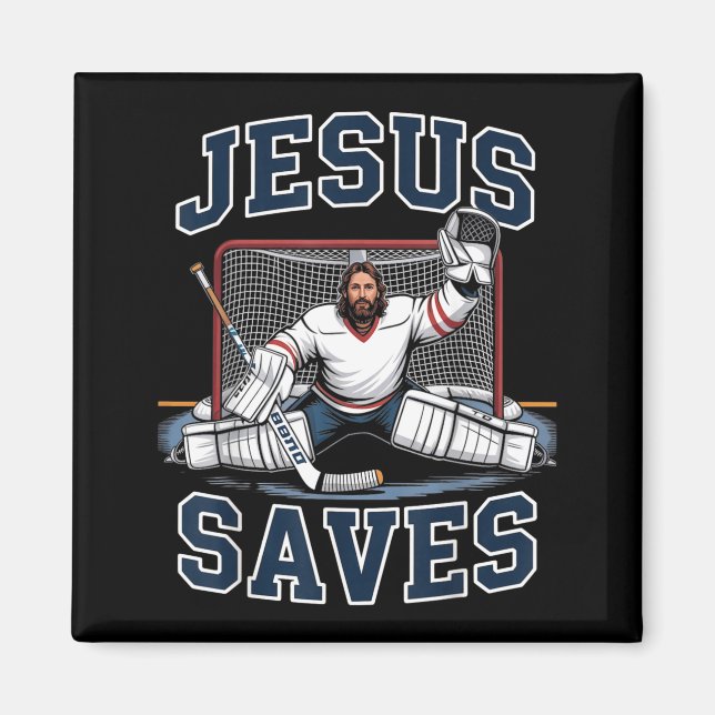 Íman Jesus Saves Hockey Player Team God Hockey Lovers H (Frente)
