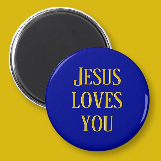 Íman Jesus te ama | Azul Marinho e ouro (Criador carregado)