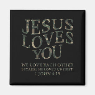 Íman Jesus Te Ama Camuflado Cristão Jovens Homens Deus