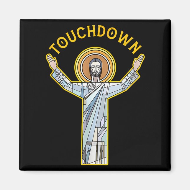 Íman Jesus Touchdown Diversão Fé Cristã Frase Meme C (Frente)