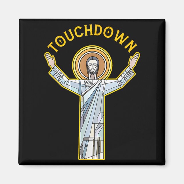 Íman Jesus Touchdown Diversão Fé Cristã Frase Meme C (Frente)