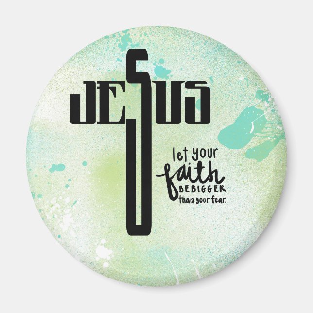 Íman Jesus Word Art (Frente)